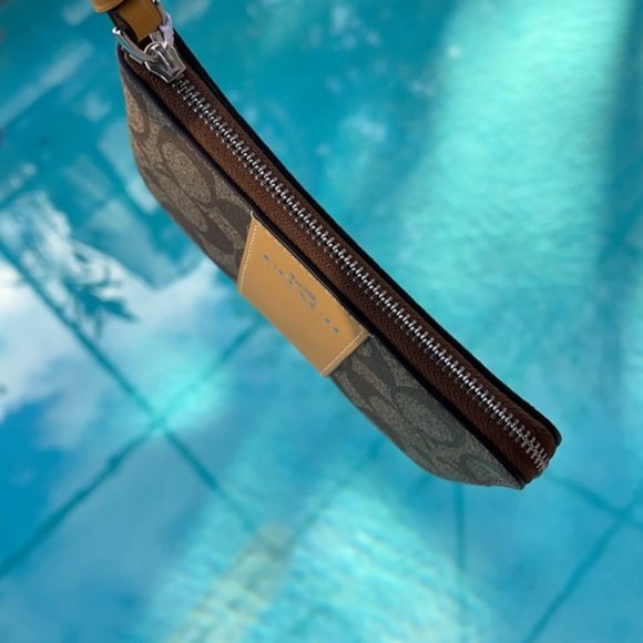 COACH Signature PVC Leather Corner Zip Wristlet - Picture 6 of 16